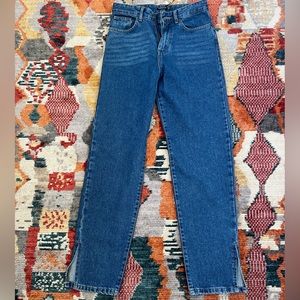 Organic Denim Split Hem Straight Leg Jeans